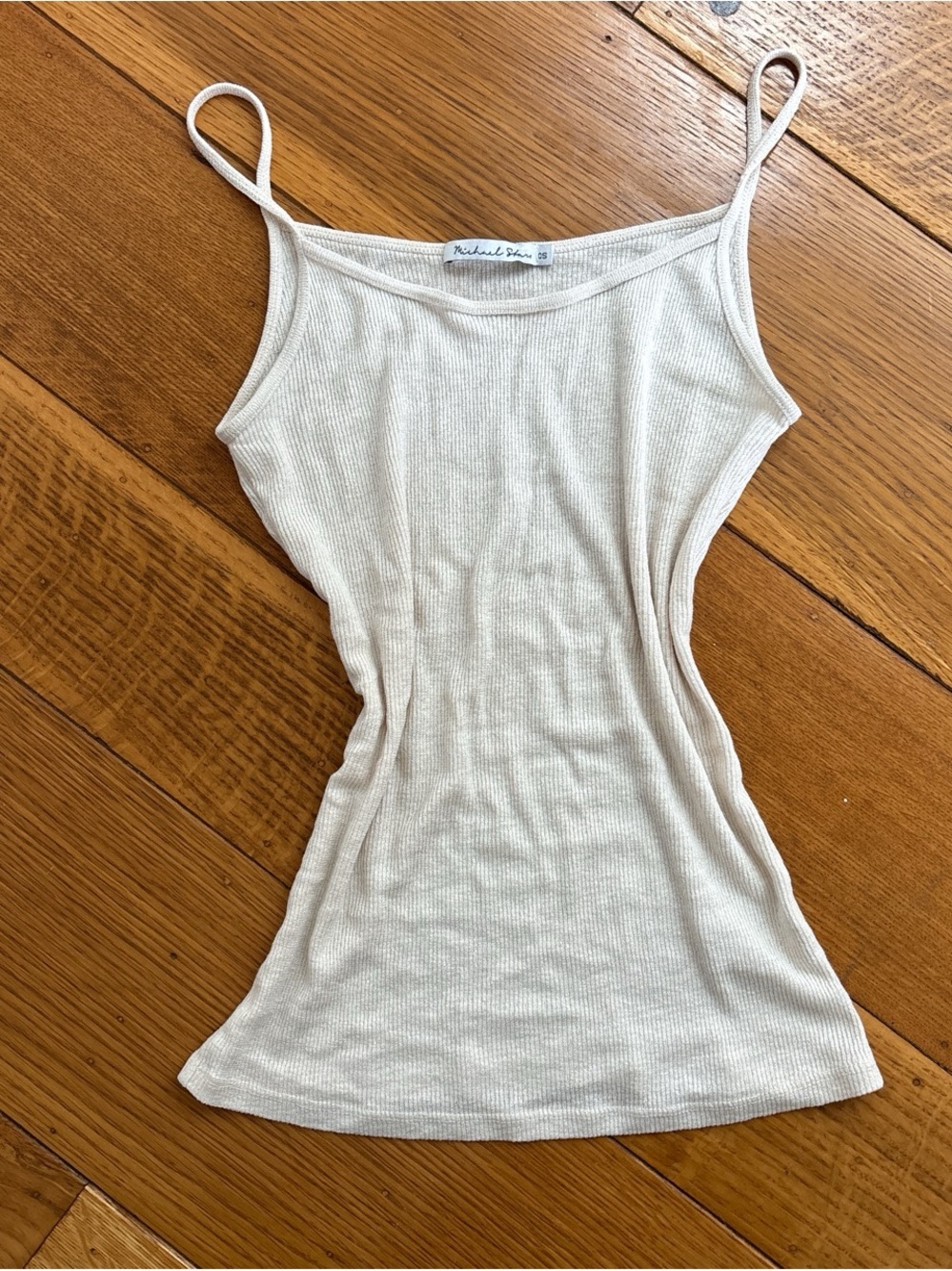 Michael Stars Cream Ribbed Spaghetti Strap Camisole